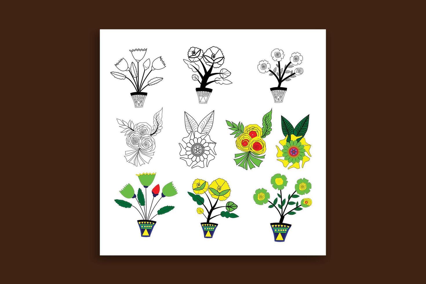 Hand drawn flower collection vector