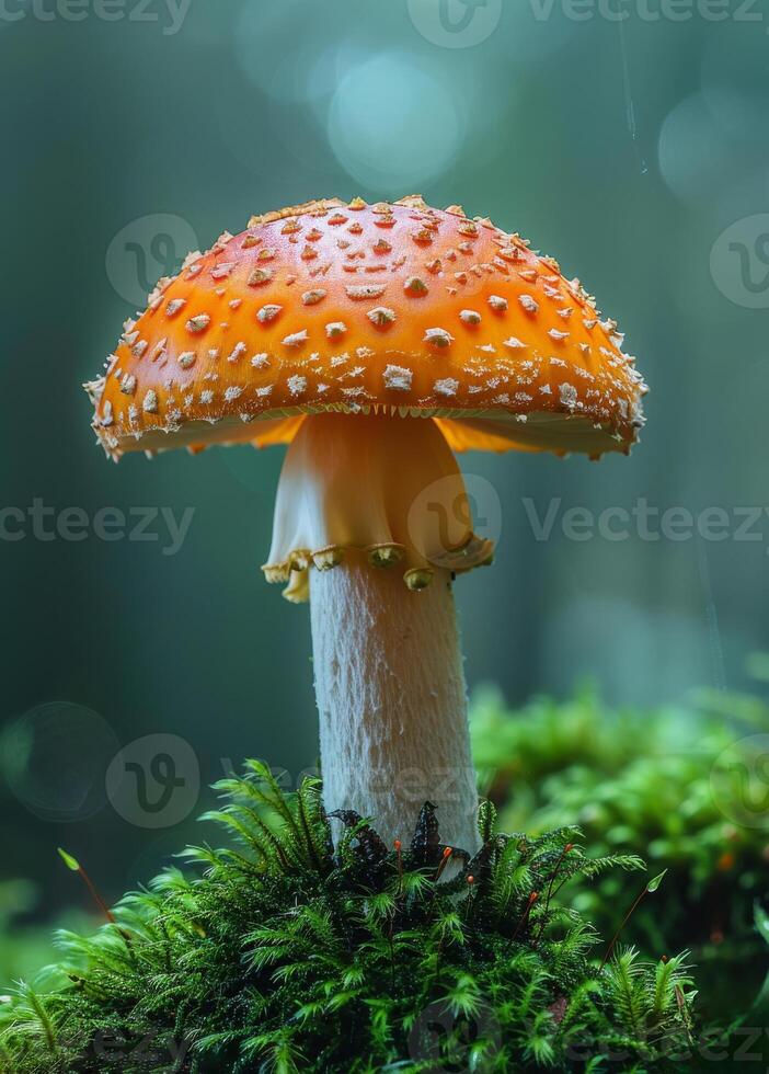 ai generado amanita muscaria es basidiomiceto seta comúnmente conocido como el mosca agárico o mosca amanita foto