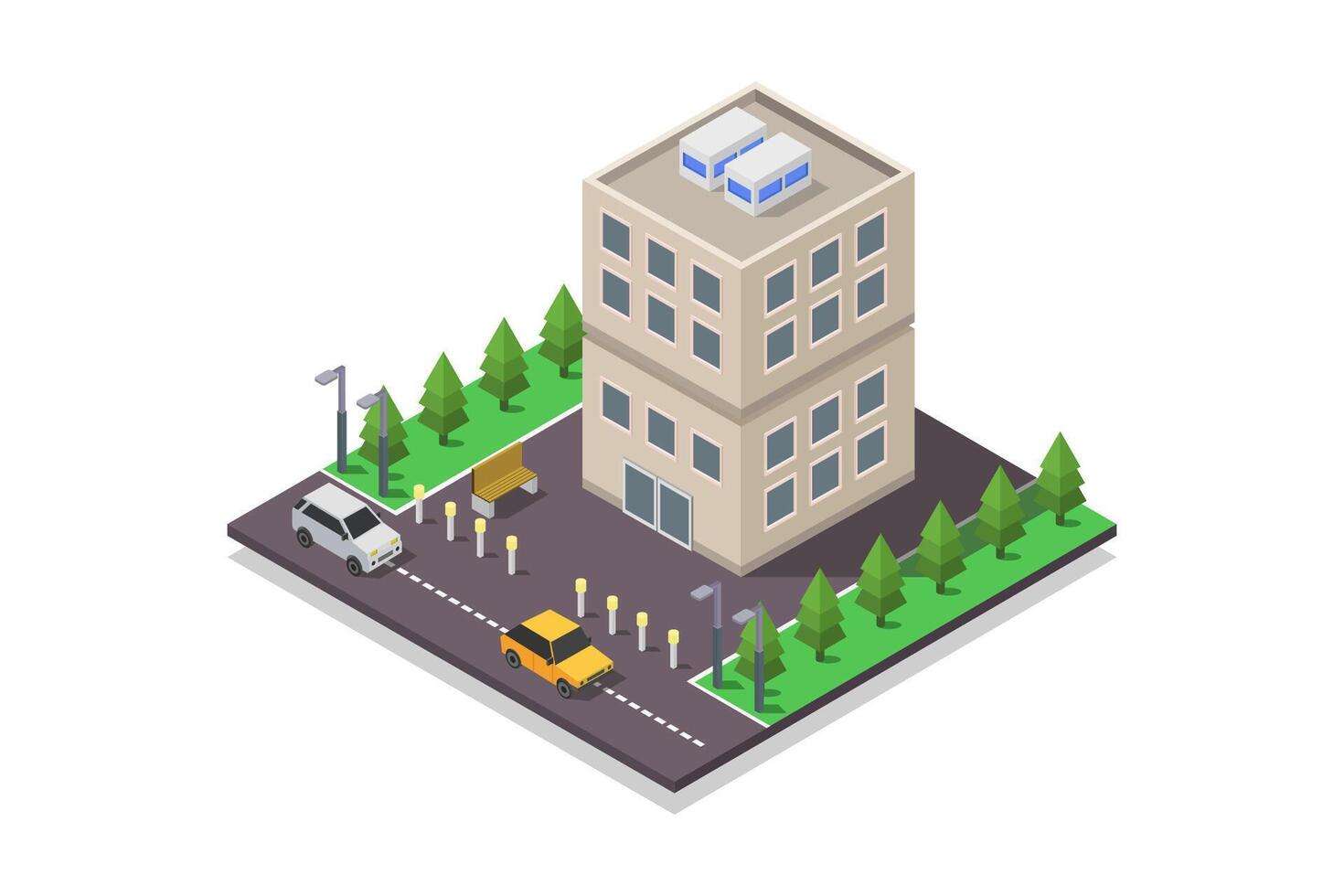 Illustrated isometric bank vector