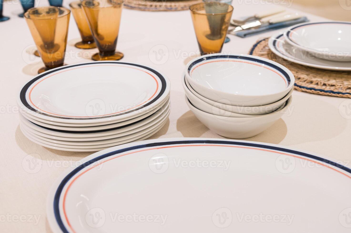 Elegant Tableware Set on Dining Table photo