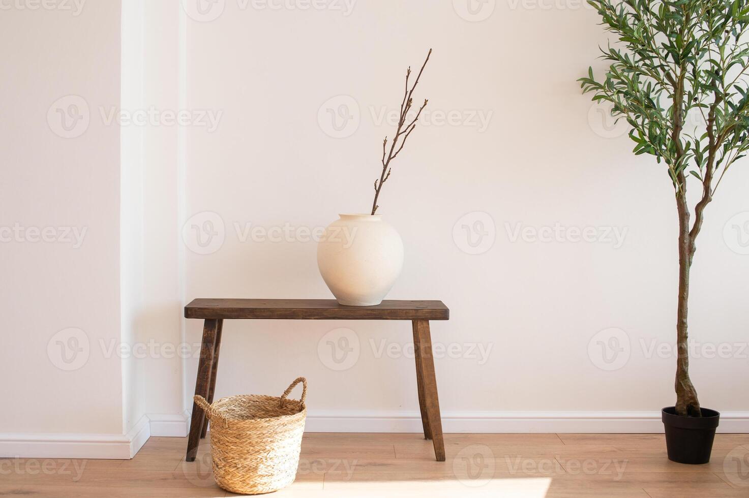 Serene Indoor Plant and Bench photo