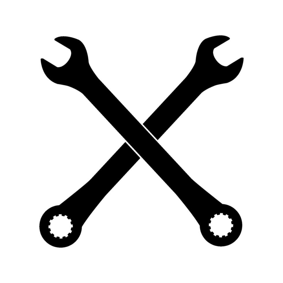 Crossed wrench illustrated on white background vector