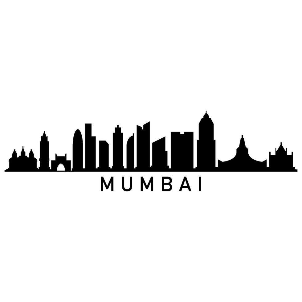 Mumbai horizonte ilustrado en blanco antecedentes vector