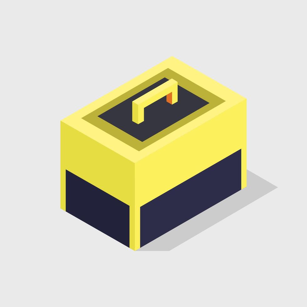Illustrated isometric toolbox vector