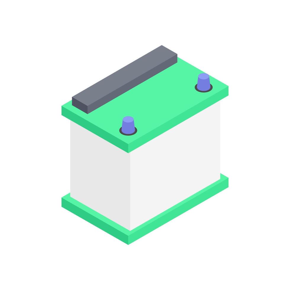 Illustrated isometric car battery vector