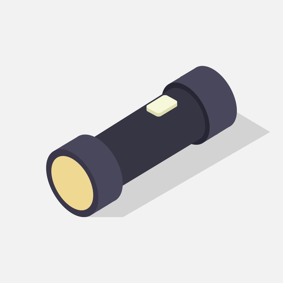 Illustrated isometric flashlight vector