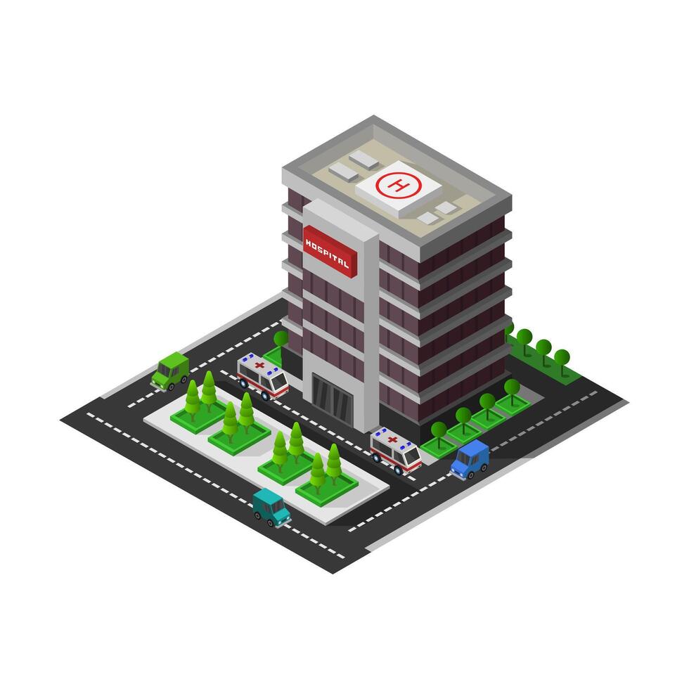 Hospital isometric illustrated vector