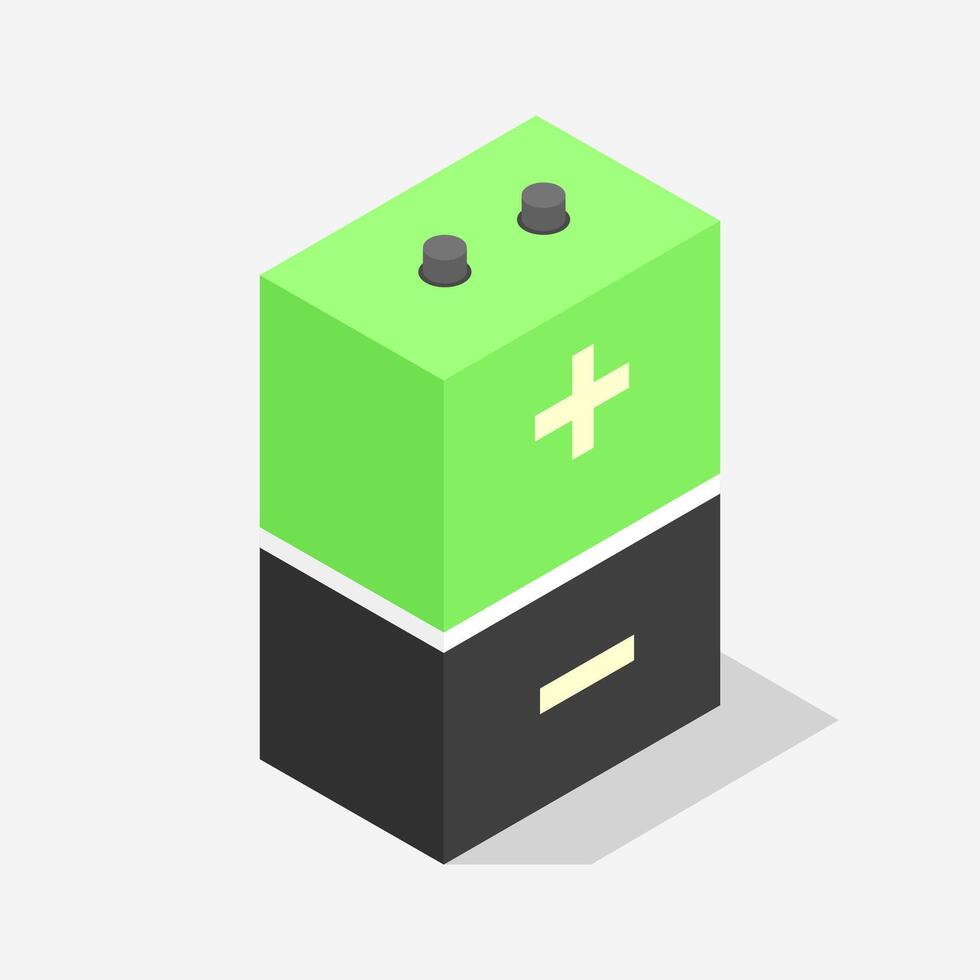 Battery isometric illustrated vector