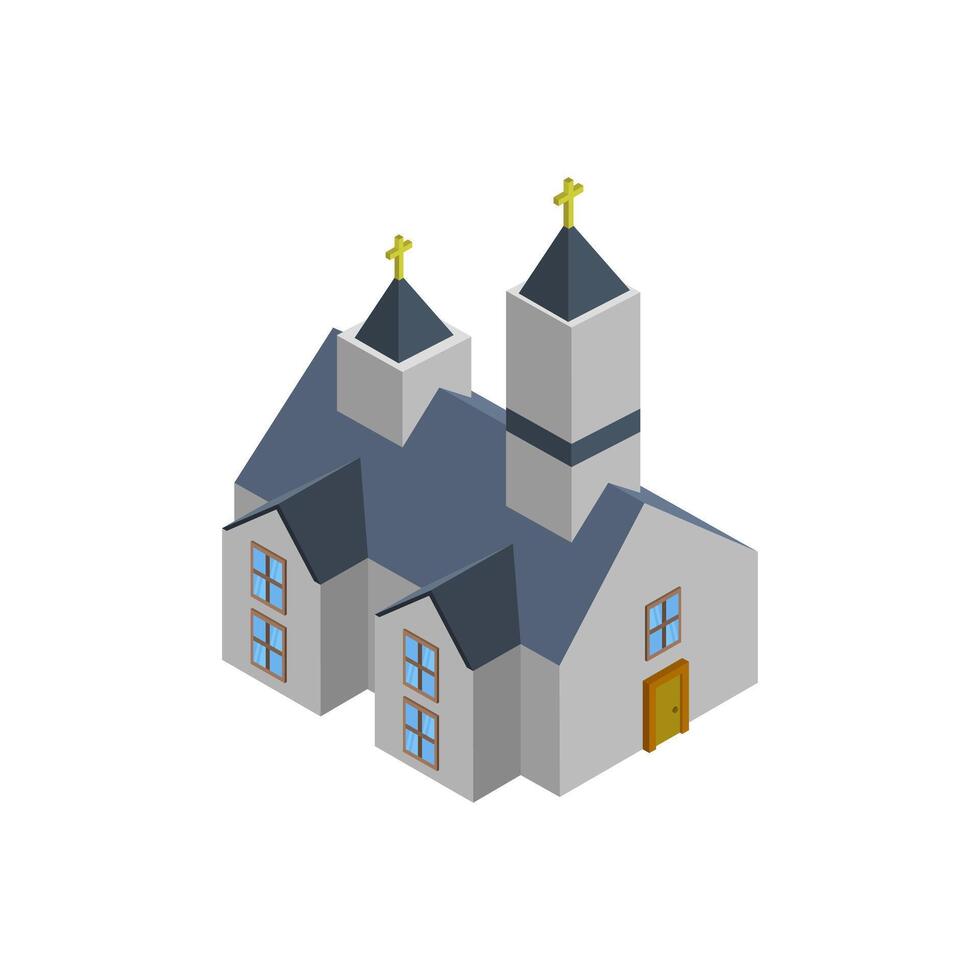 Isometric church on a background vector
