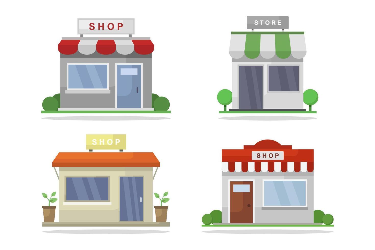 Shop building illustrated on white background vector