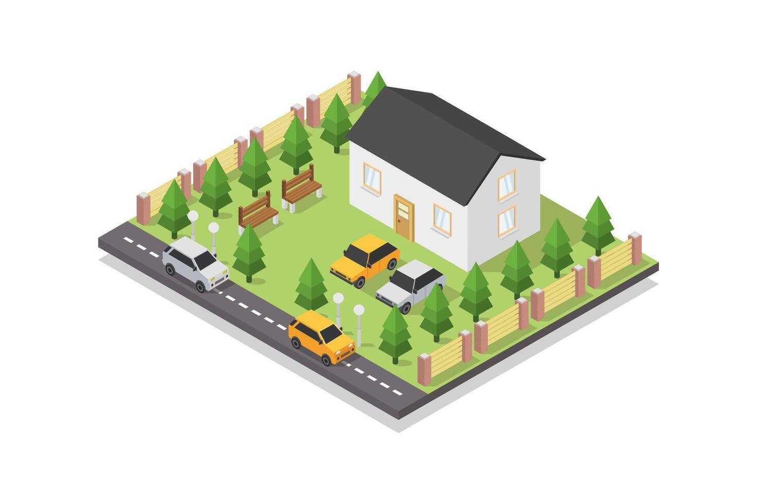 Modern house isometric on white background vector