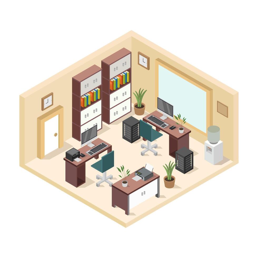 Isometric Office Room vector