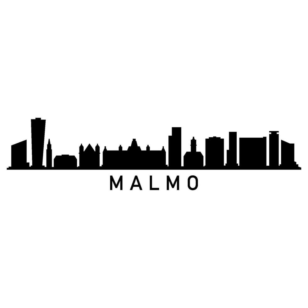 Malmo skyline illustrated on white background vector