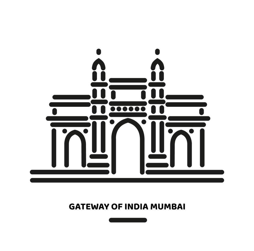 Gateway of India Mumbai illustration icon. vector