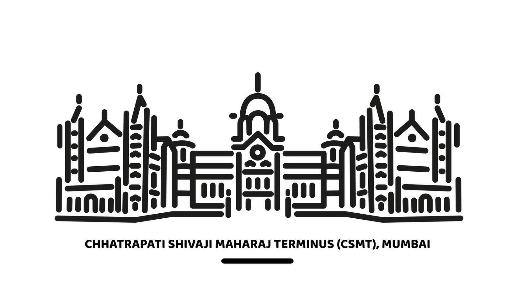 Chhatrapati Shivaji Maharaj Terminus Illustration icon. CSMT Icon. vector
