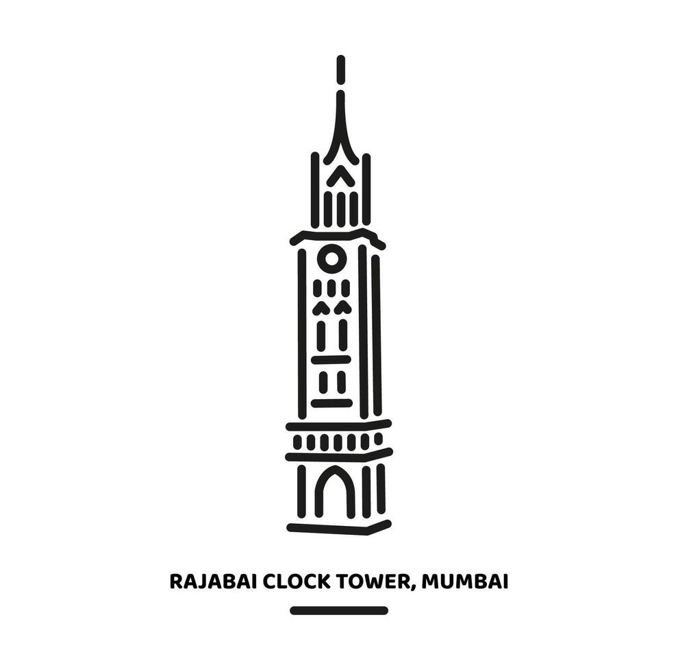 Rajabai Clock Tower, Mumbai University illustration icon. vector