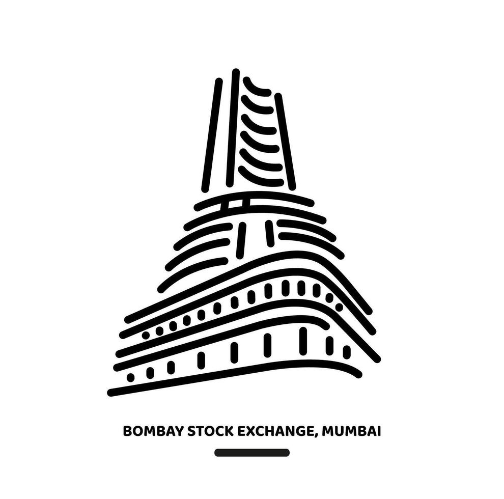 Bombay valores intercambiar Mumbai ilustración icono. bse edificio icono. vector