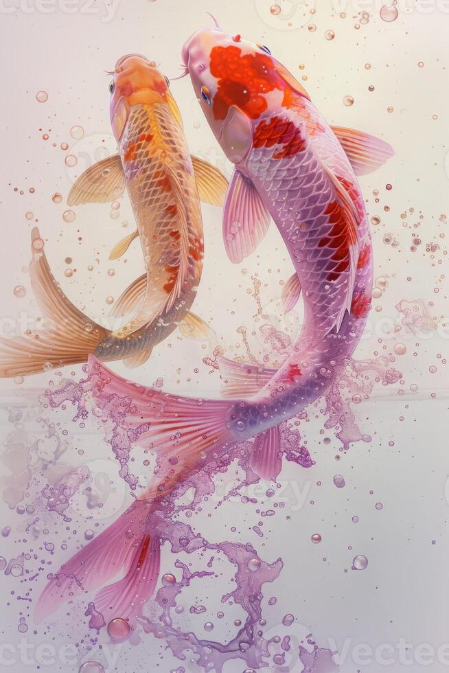 AI generated Graceful Koi Dance in Water photo