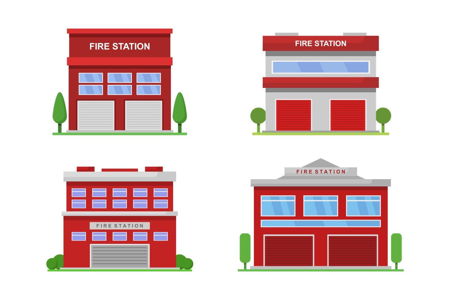 Fire station illustrated on white background vector