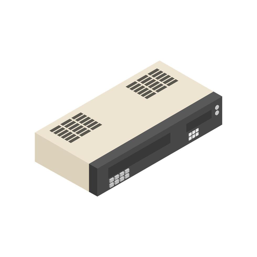 Illustrated isometric retro video recorder vector