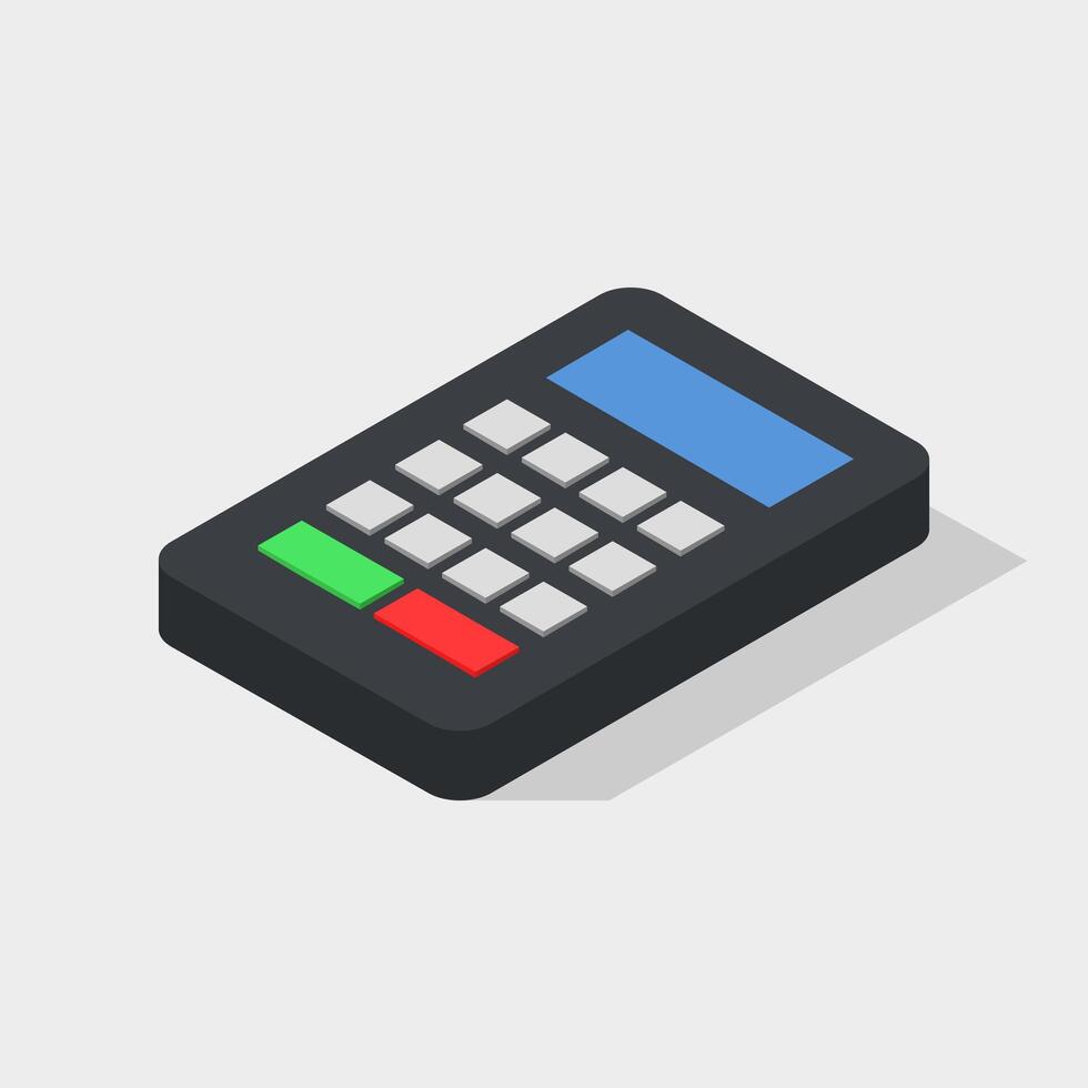 Illustrated isometric calculator vector
