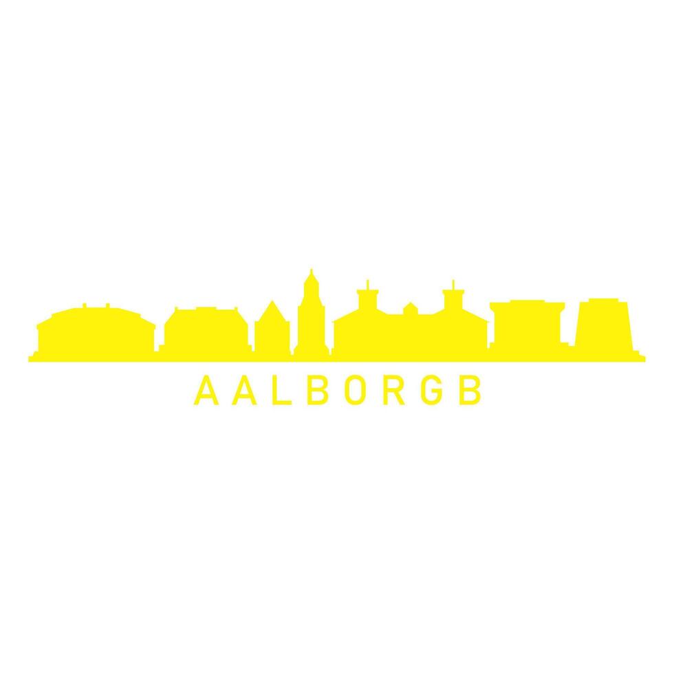 Aalborg skyline illustrated on white background vector