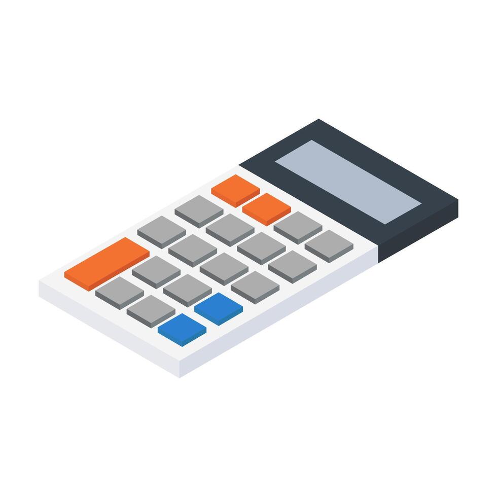 icono de calculadora isométrica en el fondo vector