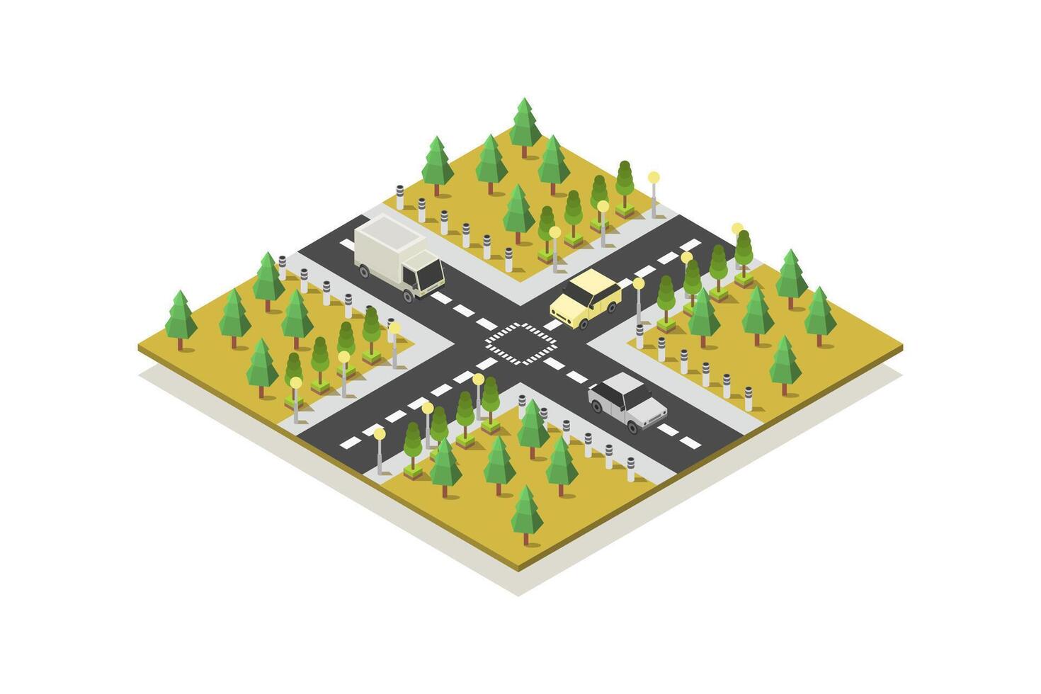 ilustrado isométrica la carretera intersección vector