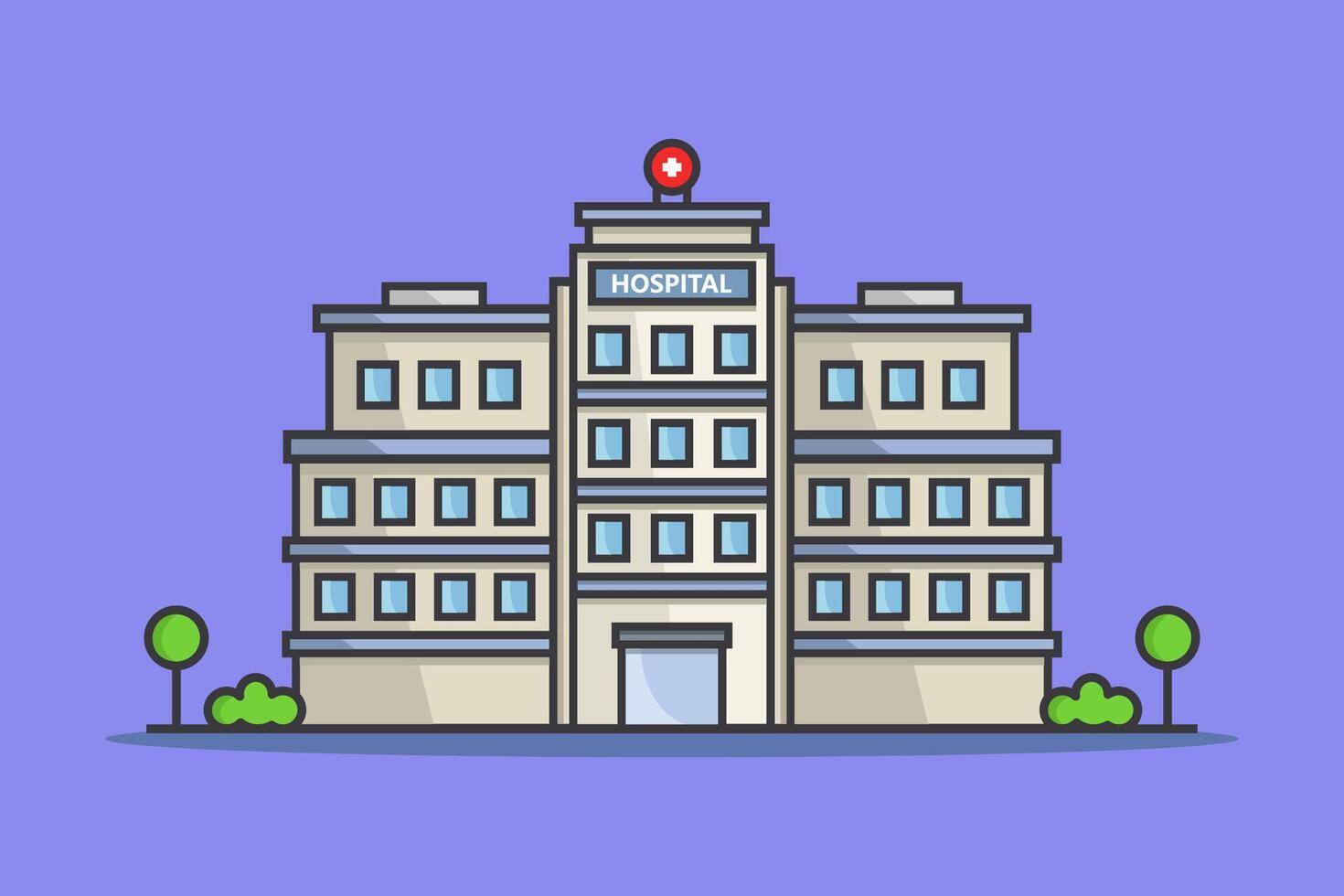 Hospital illustrated in cartoon style vector