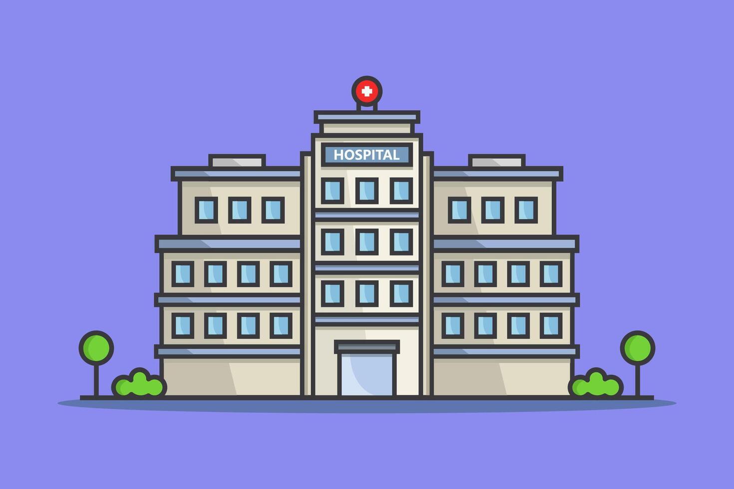 Hospital illustrated in cartoon style vector