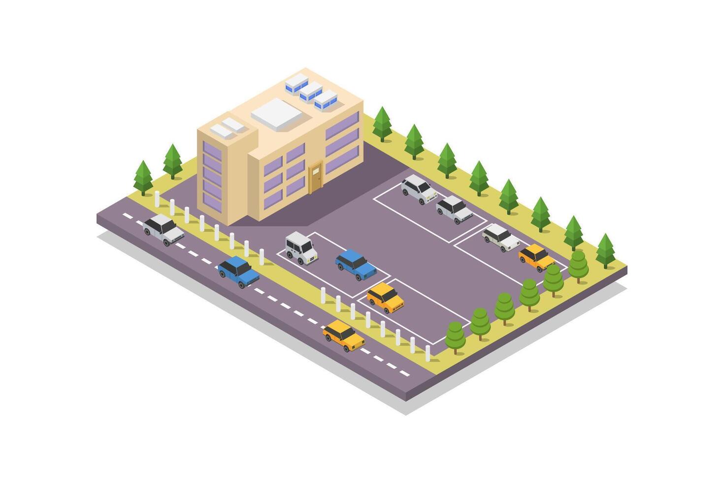 Illustrated isometric shopping mall vector