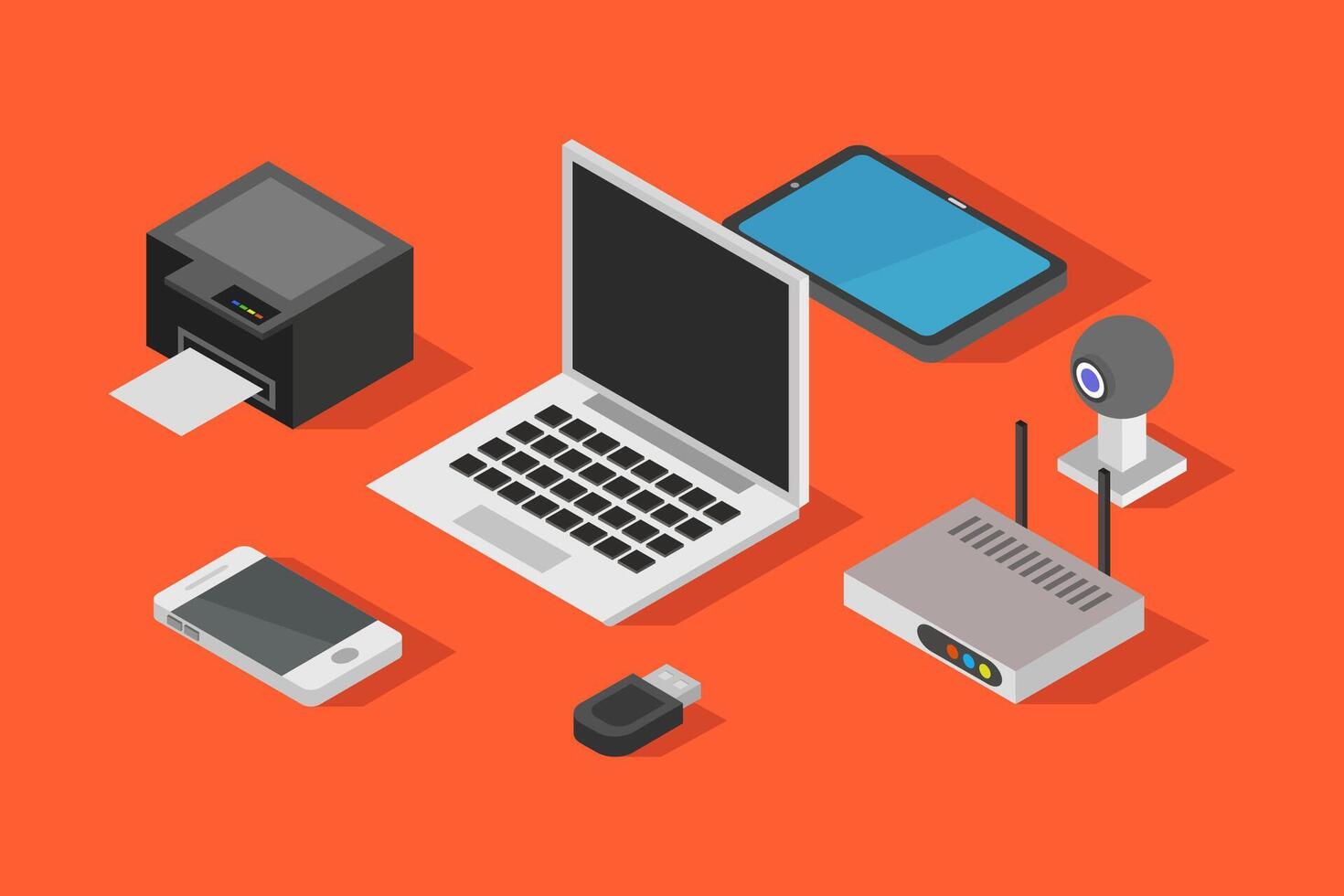 Illustrated isometric workplace vector