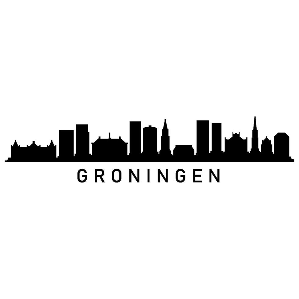 Groningen skyline on white background vector