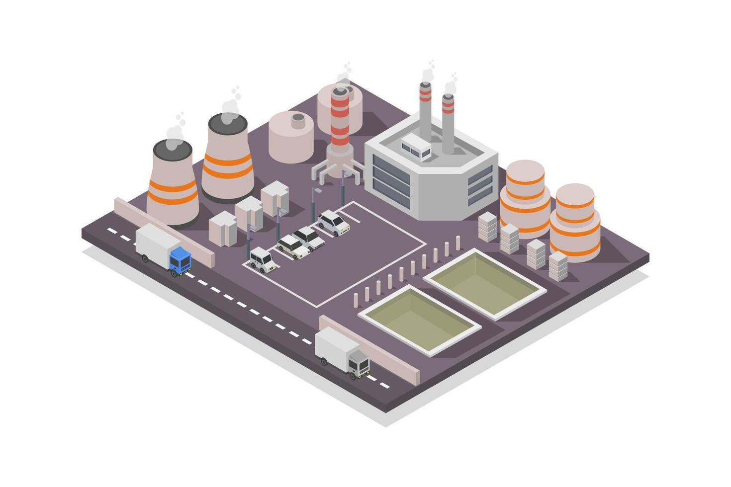 Illustrated isometric power plant vector