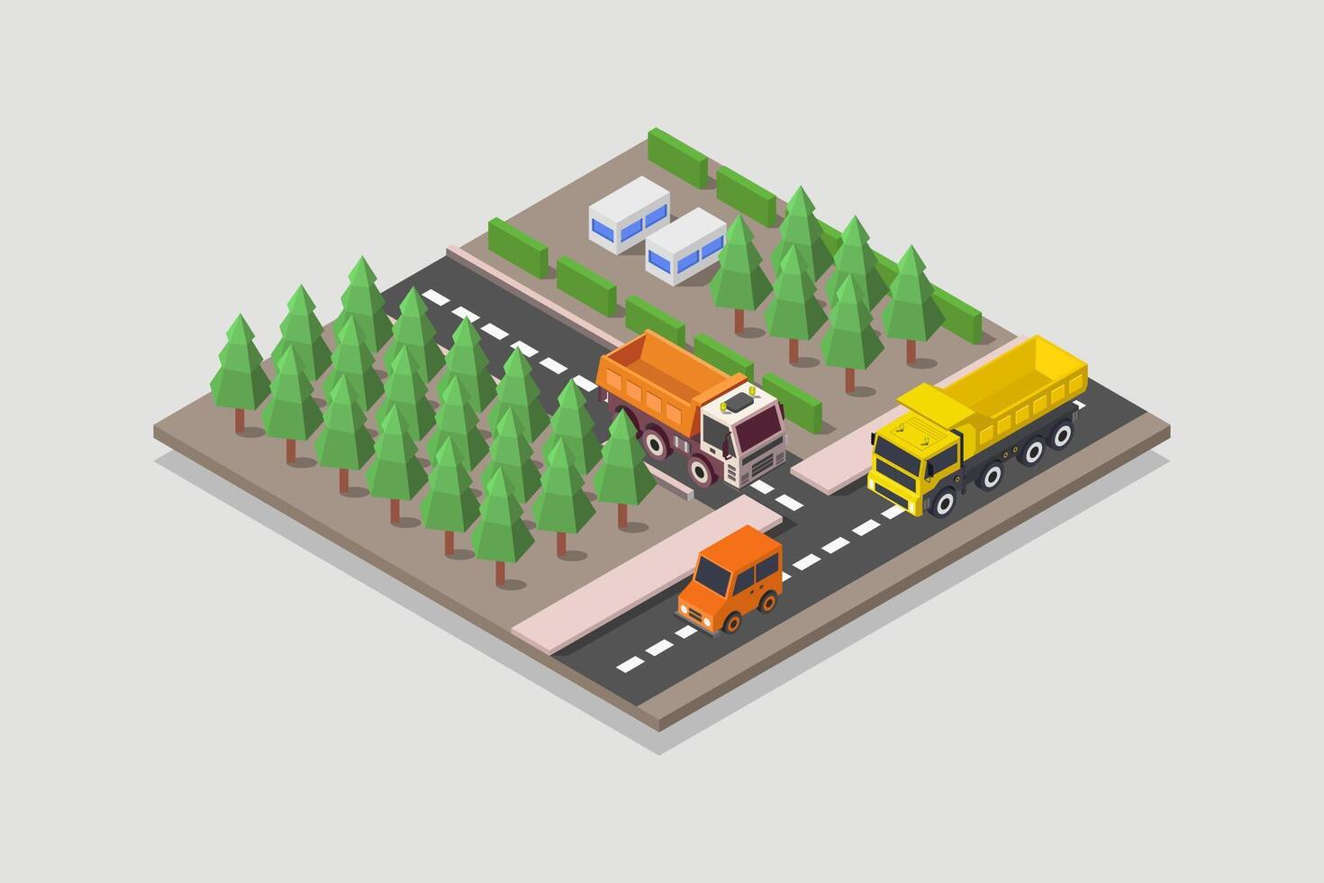 Illustrated isometric road intersection vector