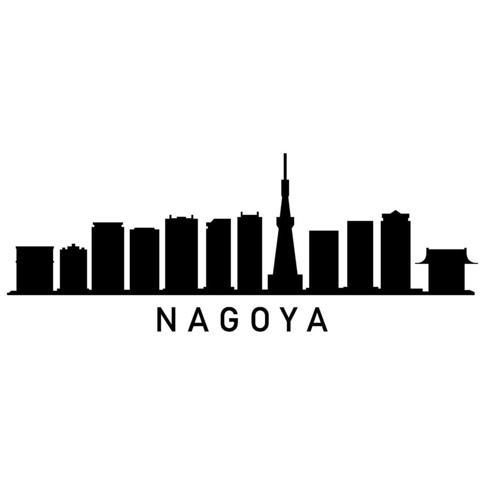 Nagoya skyline illustrated on white background vector