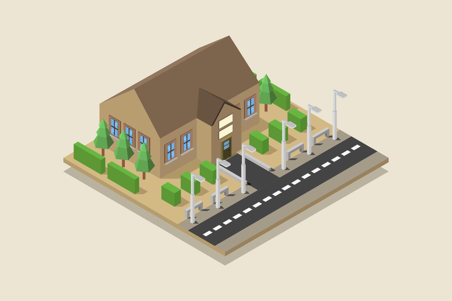 Illustrated isometric museum vector