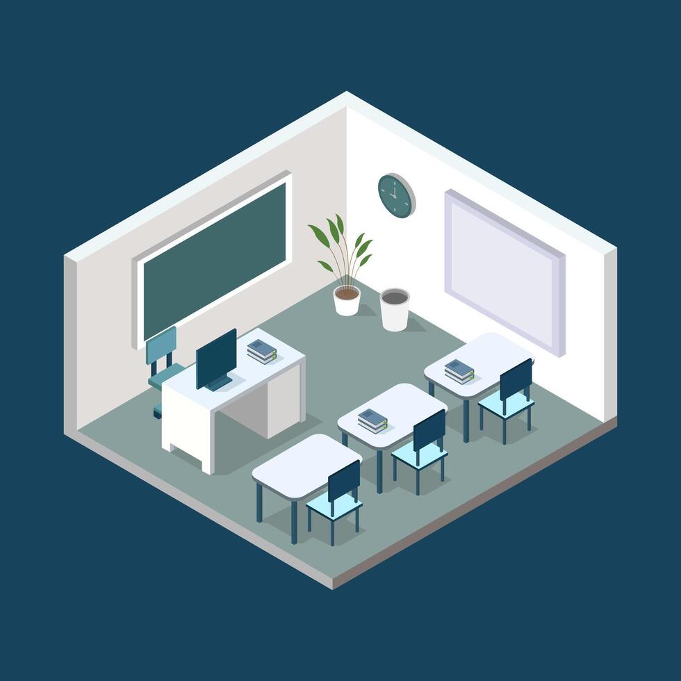 Isometric school room on a background vector