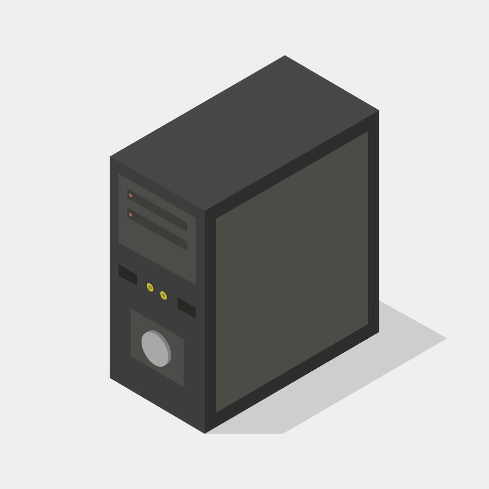 Illustrated isometric computer case vector