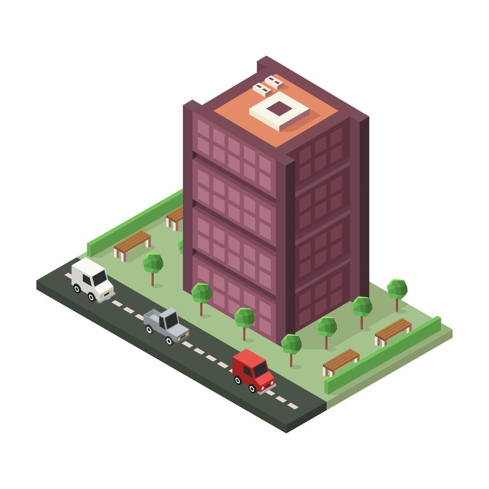Isometric office building on a background vector