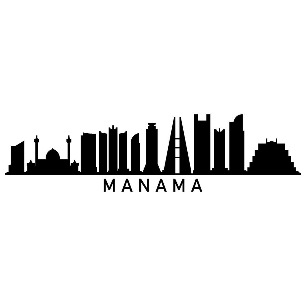 Manama skyline illustrated on white background vector