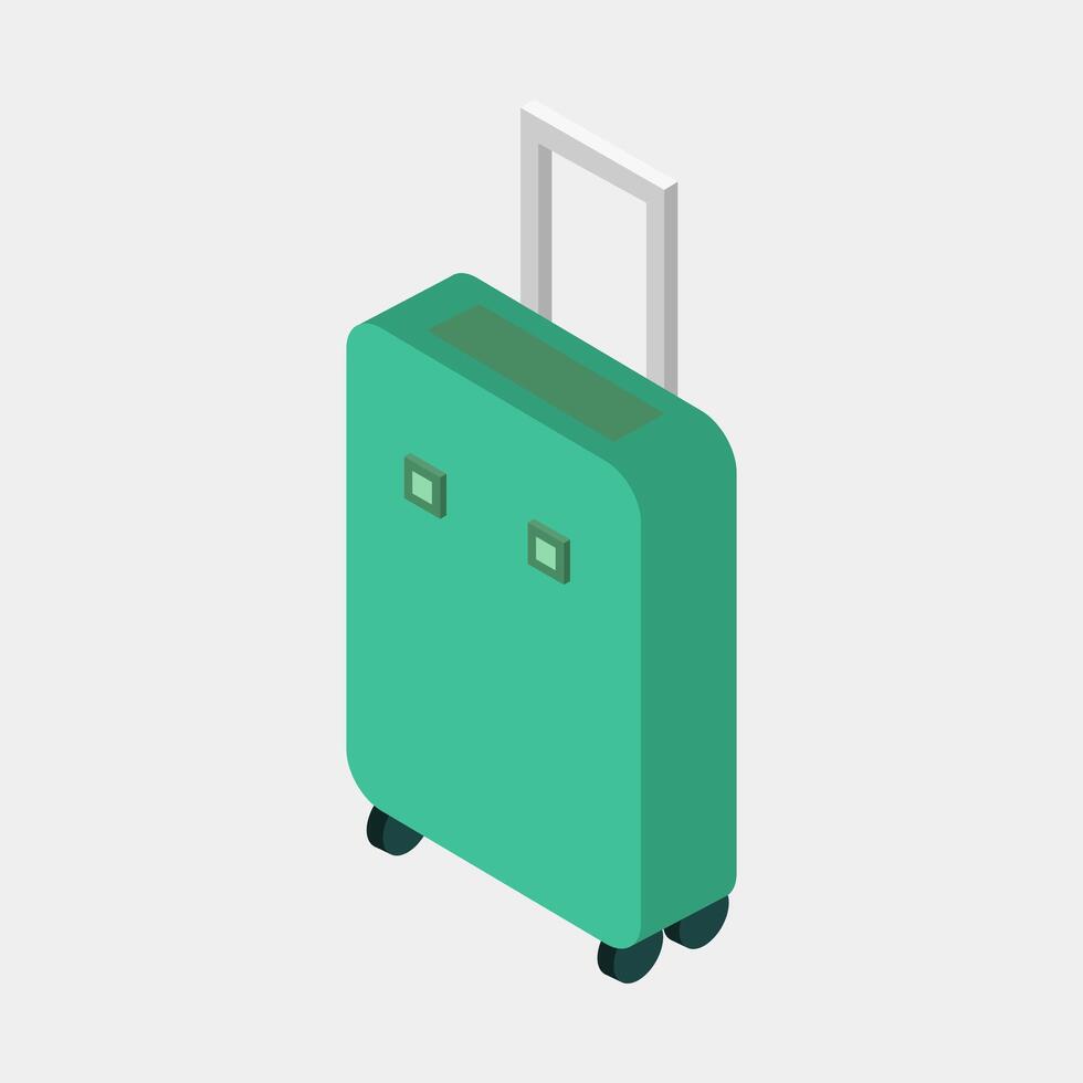 Illustrated isometric travel suitcase vector