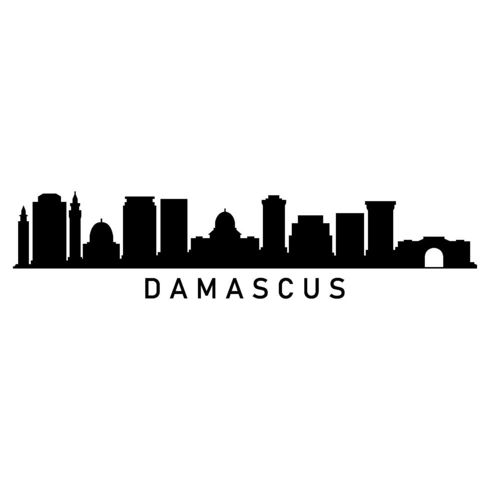 Damascus skyline on white background vector