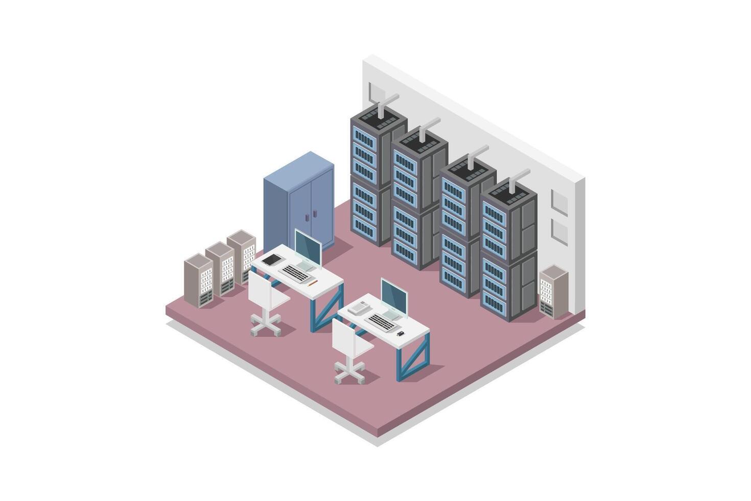 Illustrated isometric data center vector