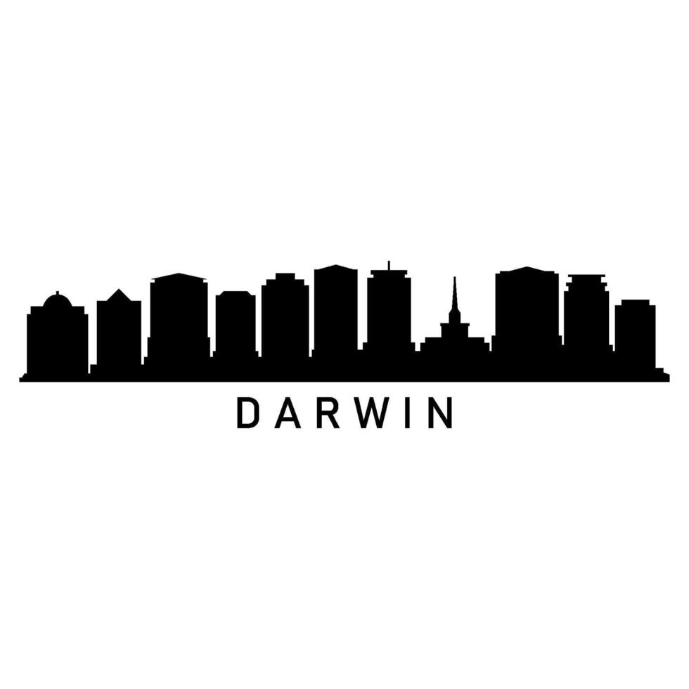 Darwin skyline on white background vector