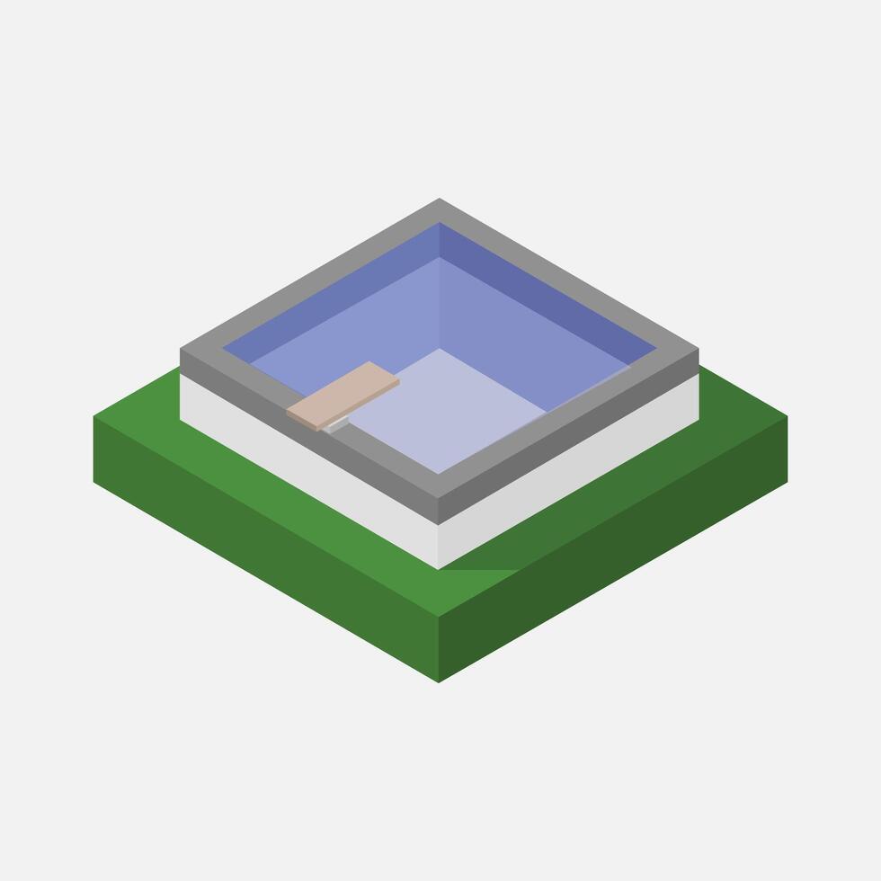 Illustrated isometric swimming pool vector