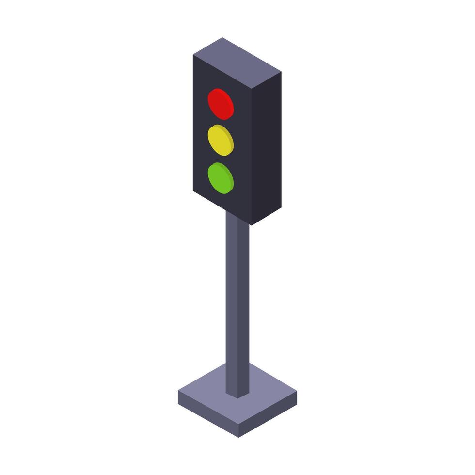 Illustrated isometric traffic light vector