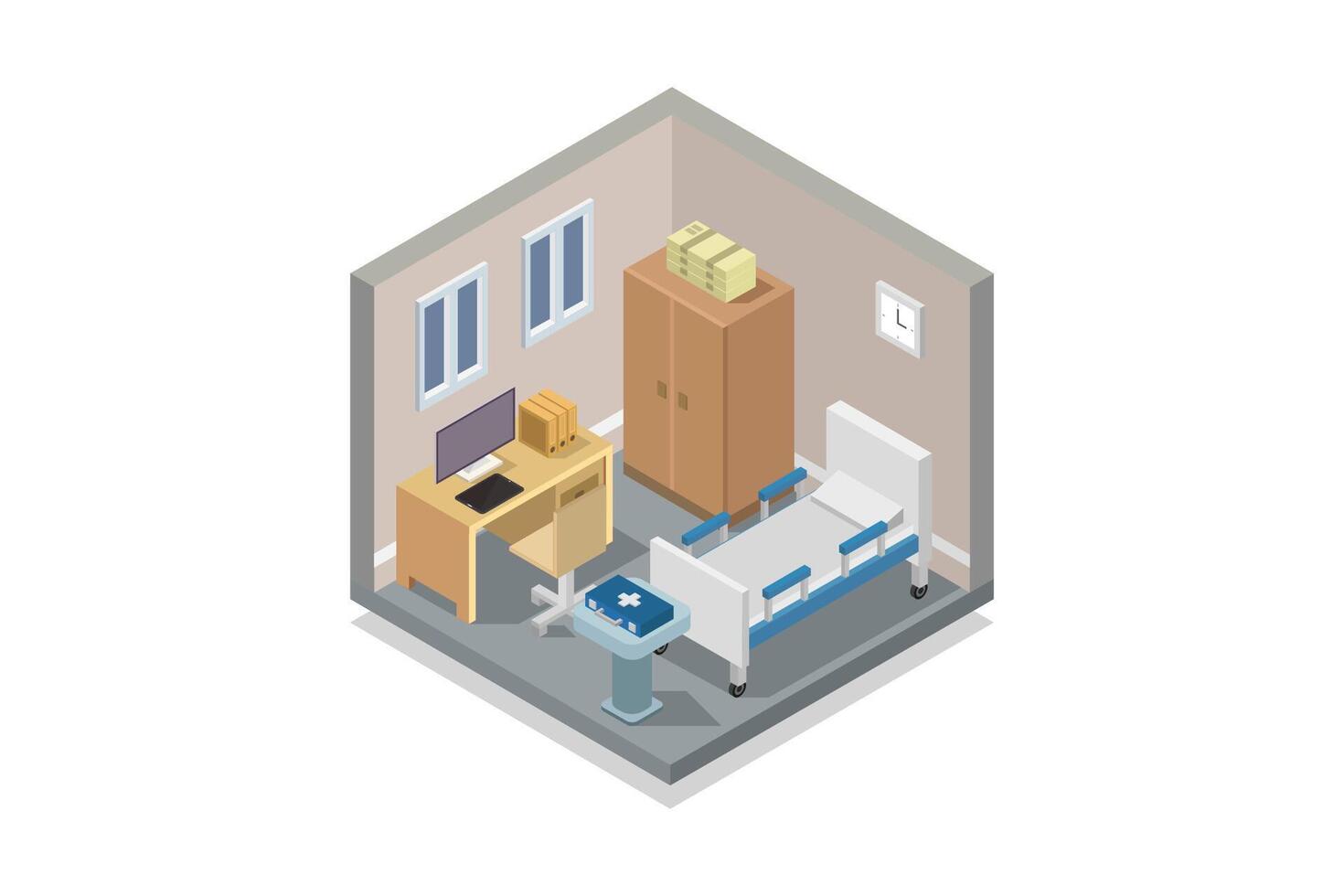 Doctors office isometric illustrated vector