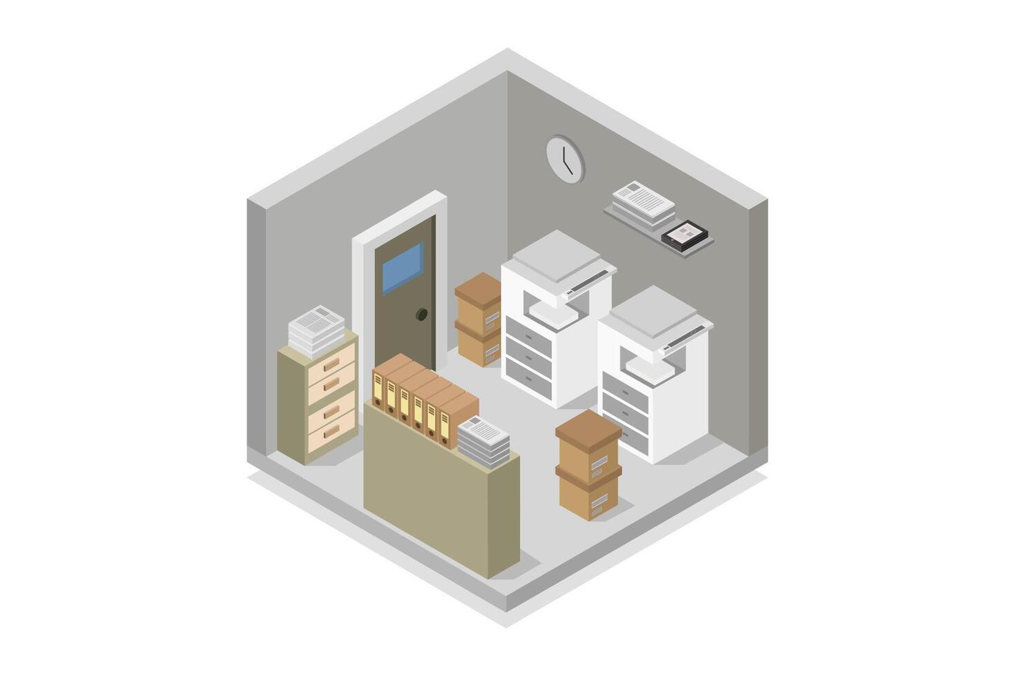 Office copy room isometric illustrated vector