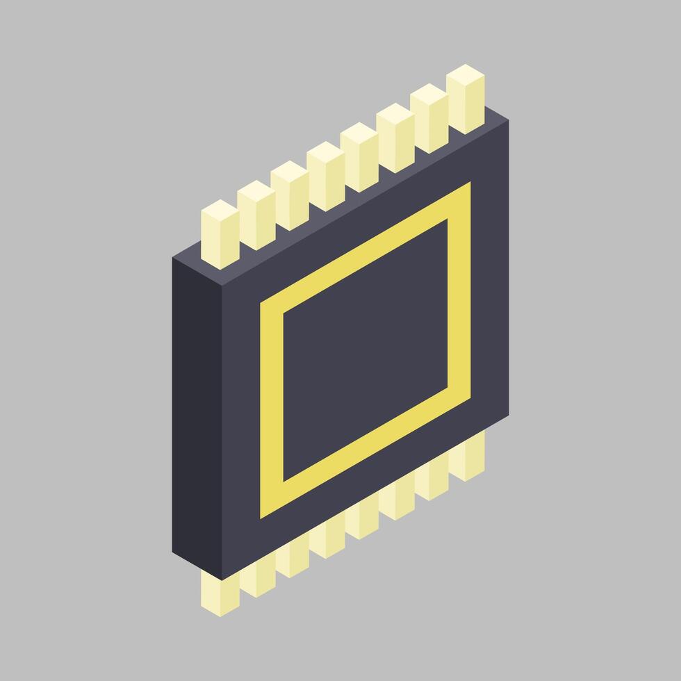 Illustrated isometric microchip vector